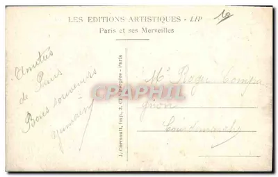PARIS - Vista Geral do Louvre, o Jardim das Tuileries e o Arco do Triunfo do Carrousel — LIP, n° 278 — Verso