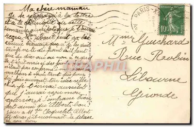 Paryż — Plac Denfert-Rochereau i Lwia Belfort (praca Bartholdiego) — A.P. nr 347 — Rewers