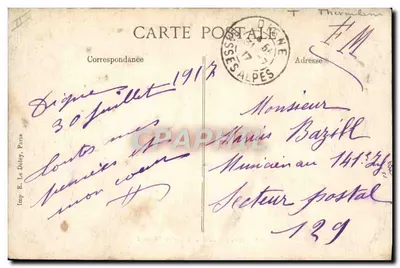 Digne — Estabelecimento Termal — E.P.D. n°67 — Verso