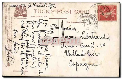 Dois ouriços no café da manhã — A Grasse Matinée — Tuck's Post Card n° 9553 — Verso