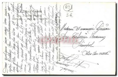 Toulon — Praça da Liberdade — Grand Hôtel — Yvon — Verso