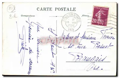 Toulon. Cap Brun. Caminho dos Alfandegários — Editora: Impressora de Toulon, n° 108 — Verso