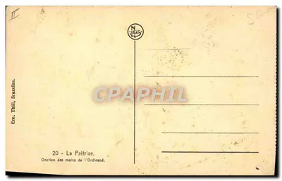 Unção das mãos do Ordinand — Edição Thill, Bruxelas, n°20 — Verso