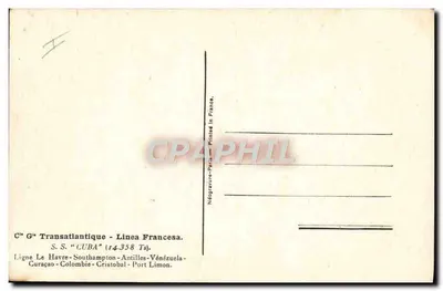 S.S. CUBA — Línea Transatlántica Francesa — N°358 — Reverso