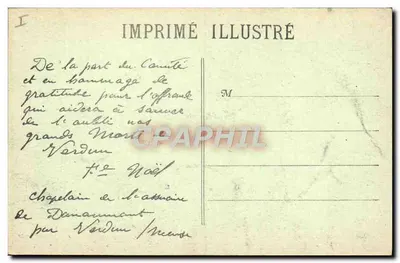 Tymczasowy ołtarz w Verdun — Początek dzieła Douaumont (Meuse) — Imprimé Illustré — Rewers