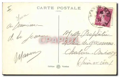 Verdun — Bitwa pod Verdun. Dolina Panny, zwana Doliną Śmierci. Na horyzoncie Molochnik Ossuarium w Douaumont. — Rewers