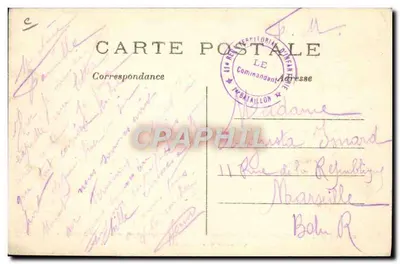 Officiers Français interrogeant un prisonnier Allemand — 164 — A.R. — Verso