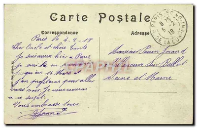 Paryż — Arc de Triomphe de l'Étoile — G. Jonard Sergent au Genie à Perremon — Rewers