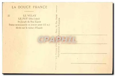 Le Puy (Haute-Loire) — Monumentalna statua św. Józefa z Dobrej Nadziei — Wydawnictwo Sztuki Lyon — Rewers