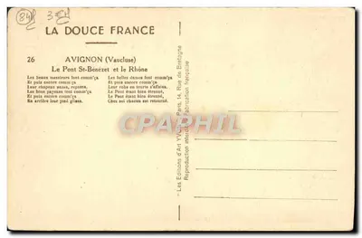 Avignon (Vaucluse) — O Ponte Saint-Bénézet e o Rio Rône — Les Éditions d'Art Yvon, Paris — Verso