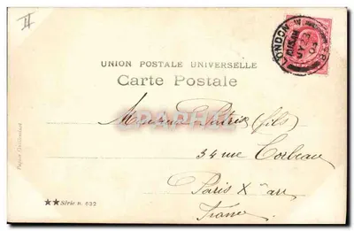 Um duelo precoce — cena de brincadeiras infantis — Union Postale Universelle, Série n. 632 — Verso