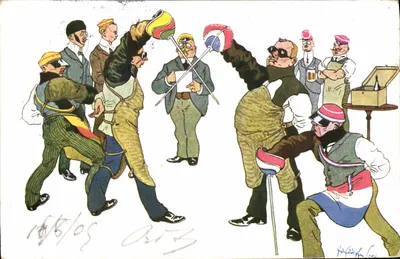 Luta de palitos — caricatura política — editor B. K. W. I. 842-7