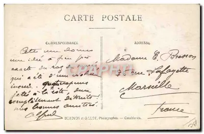 Strand Szene — Boot im Nebel in der Ferne — Verlag DEUDON und GILLOT, Casablanca — Rückseite