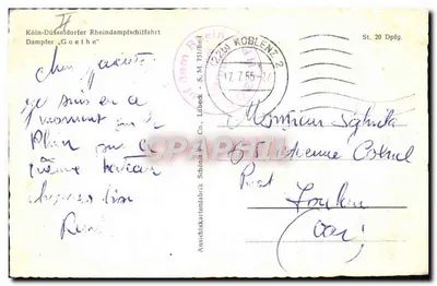 Navio a vapor Goethe — Köln-Düsseldorfer Rheindampfschiffahrt — editor Schönhof & Co. n° 751/Bu-1 — Verso