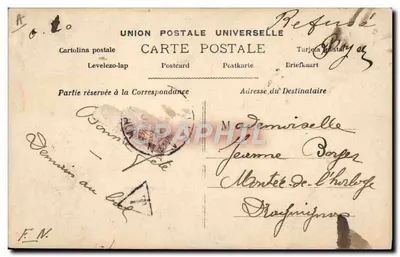 Jeanne — Cartão postal decorado com flores e retrato — Guy d'Albuss, n°202 — Verso