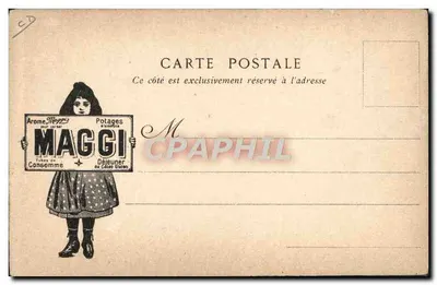 Sujet humoristique — publicité pour Maggi — éditeur Fortier & Mahotte, n° de série non visible — Verso