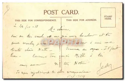 Criança diante de um espelho — Beijo forte de sua parte — editor R. Right, n° 2673 — Verso