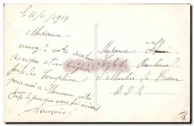 Chegada de um convéio de feridos alemães — Guerra 1914 — S. ROUCIER, N° 104 — Verso