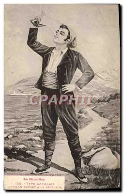O Roussillon - Tipo catalão bebendo à régale - Fototipia Labouche Frères Toulouse