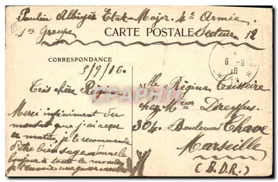 Les Poilus de la 6ème — scène d'école avec carte de France — éditeur F.T. n° 20-13 — Verso