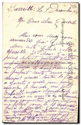 Navire a vapore — Marsiglia — Cartolina postale — Verso