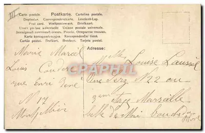 Kobieta w niebieskiej sukni — dekor z żonkiny — wydawca Bonne Année, nr 398/23 — Rewers