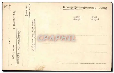 Travaux de fortification — camp militaire — Kriegsgefangenenlager Neues Lager (Sachsen) — Verso