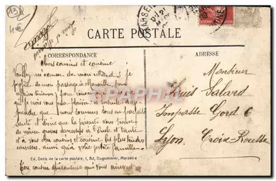 Marseille — Plac Giełdowy — wydawca Ed. Dock de la carte postale, nr 4 — Rewers