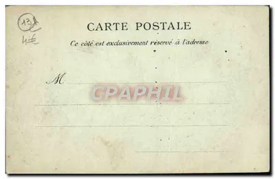 Marseille — Pałac Longchamp — widok z ogrodu z fontanną i budynkami — L.P. n°18 — Rewers