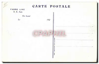 S.S. Asia — Navio da linha Fabre — Editor IMP. MAURIN ET PAGES — Verso