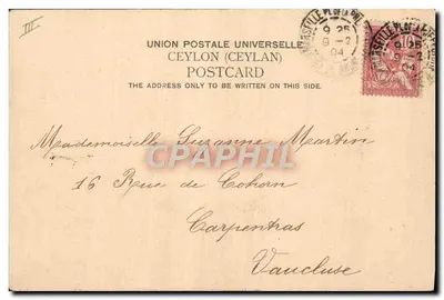 Ceylan — Cena fluvial e elefante trabalhando — A. W. A. Plaig & Co. n° 311 — Verso