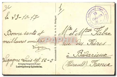 Soldados a cavalo — campos de prisioneiros — Kriegsgefangenen-Lager Ludwigsburg-Eglosheim — Verso