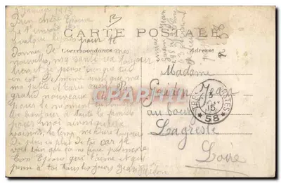 Territoriais franceses dando água a prisioneiros alemães — Guerra de 1914 — A.R. — Verso