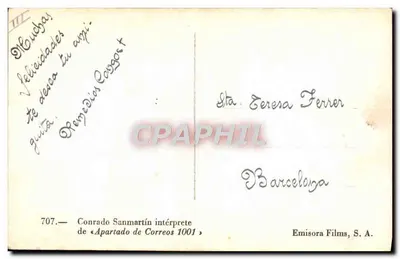 Conrado Sanmartín — aktor filmu «Apartado de Correos 1001» — Emisora Films, S.A. n° 707 — Rewers