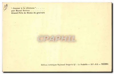 Gracz w chisterę — autor Raoul Serres — Wydawnictwo Artystyczne Raymond Bergevin — Rewers