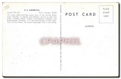 S.S. AMERICA — buque americano — editor Stellography Co. New York — Reverso