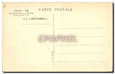 S.S. « BRITANNIA » — navio da French Mediterranean Line — Fabre & Cie — Verso
