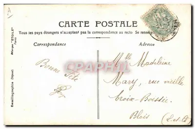 Madeleine — dekoracyjna kartka pocztowa z portretami dzieci — marka 'ÉTOILE' Paryż — Rewers