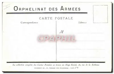 Dia do Orfanato das Forças Armadas — 20 de junho de 1915 — Sede Social 16 rue de la Sorbonne — Verso