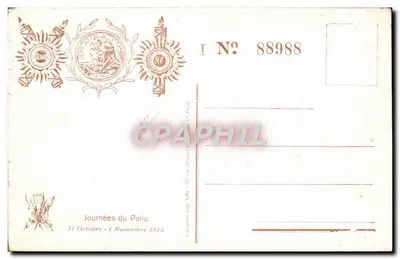 Journées du Poilu — 31 Outubro - 1 Novembro 1915 — Éditions du Poilu, n° 88988 — Verso