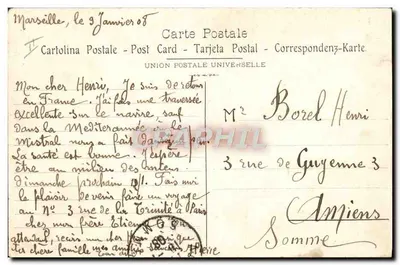 Navio Francês «Amiral-Ponty» dos Chargeurs Réunis — Por um temporal nas Mares da China — Segundo R. Dumont-Duparc, pintor marítimo — Grimaud, Marselha — Verso