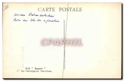 S/S "Angers" — vapor da Compagnie des Messageries Maritimes — editor não identificado, n° de série III — Verso