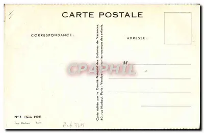 Unerwartete Begegnung — Serie 1939 — Verleger: Nationaler Ausschuss für Kinderferienkolonien, Paris — Rückseite