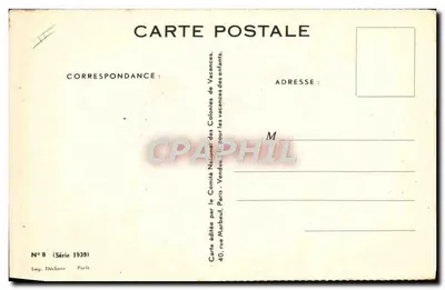 Zwei Kinder am Strand — Geheimnisse des Meeres — Georges Redon — Serie 1939, Nr. 8 — Rückseite