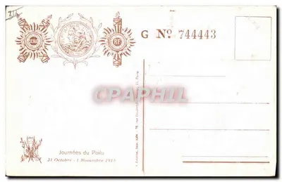 Dagen van de Poilu — 31 oktober - 1 november 1915 — Uitgever niet geïdentificeerd, serie nummer G N° 744443 — Achterkant