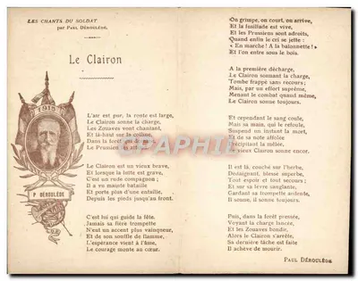 Le Clairon — Piosenki żołnierza — autor Paul Déroulède — wyd. I. Lapina, Paryż — Rewers