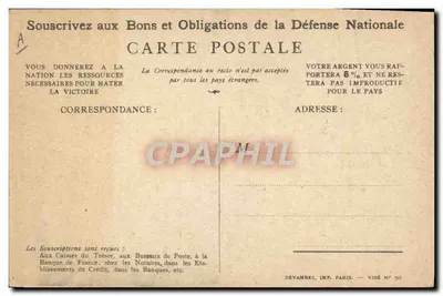 Soldado gritando 'On les aura !' — Subscreva aos Títulos da Defesa Nacional — Devambez, Imp. Paris, Visé N° 90 — Verso