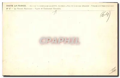 Mulher em traje ossalais — Território Pirenéu — Jové, Pau e Limoges (França) — Verso