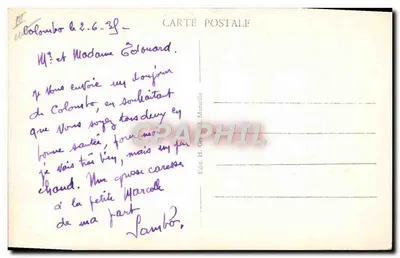 Novo Paquebote "Aramis" — Messageries Maritimes — Ed. H. Grondel, Marselha — Verso
