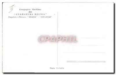 Paquebot a motor "Brazza" — Compagnie Maritime des Chargeurs Réunis — Foto Verdadeira — Verso